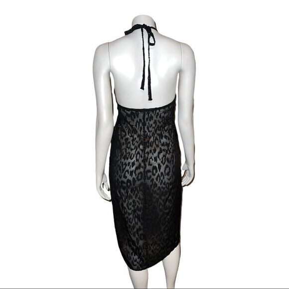 Miken Juniors' Lurex Animal-Print Midi Cover-Up Dress Black Small NWT - Picture 3 of 6